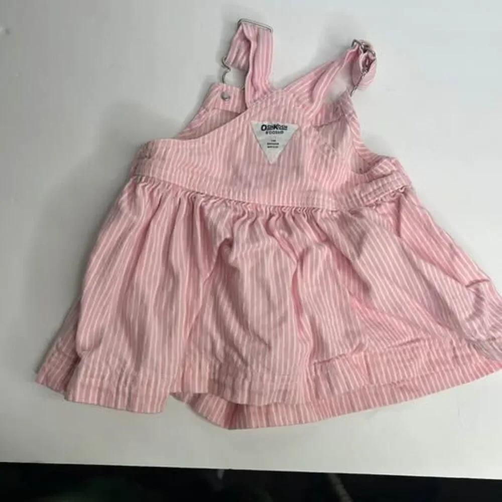 OshKosh B'Gosh pink striped overall dress 12M